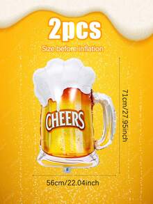 2pcs Celebration Wine Glass Balloons, Wine Bottle & Wine Glass Shaped Foil Balloons, Suitable For Birthday Party Decoration, Beer Festival Birthday Party Balloons, Wedding Party Balloons, Bar - Multicolor - View 7