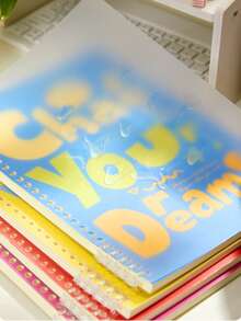 1pc A5 Loose Leaf Binder Notebook, Transparent Cover With Plastic Ring, 60 Sheets 120 Pages Lined Paper, Removable Refillable Study Notebook For School, Stationery Essentials - Multicolor - View 4