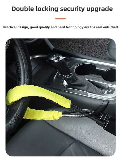 1PC,Car Steering Wheel Lock, Car Anti-Theft Lock, Safety Buckle Lock, Steel Wire Rope Steering Wheel Lock