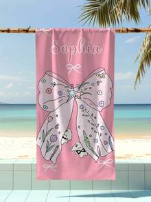 1pc Personalized Kids Beach Towel, Summer Birthday Gift, Filled With Summer Vibes, Suitable For Girls Beach Trip, Customized Beach Towel, Swimming Pool, Beach Decor - Multicolor - View 7