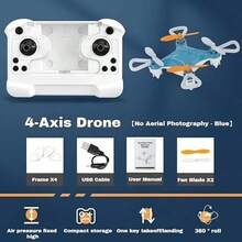 Mini Drone Beginner-Friendly Stunt Flyer All-Ages Mini Drone with Easy Stunt Flights and 360° Tricks with LED and Altitude Hold and Propeller Protection For Indoor Outdoor Blue-0002 - Azul - Ver 5