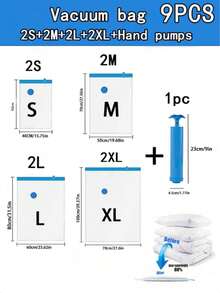 9/5/1 Pcs Vacuum Compression Zipper Storage Bags, Vacuum Compression Bags, Vacuum Compression Zipper Storage Bags, Space Saving Luggage Bags, Travel Compression Bags, Foldable Clothes Storage Bags, Clothes Organizer Bags, Suitable For Clothes, Bedding, Closet Etc. - 80% Space Saving, Moisture Proof Storage Bags - View 8