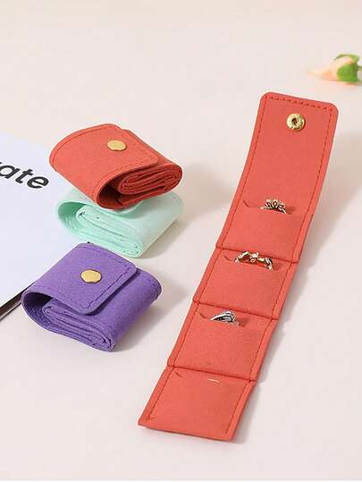 1 pieza Bolsa de joyería con compartimentos mini, bolsa de almacenamiento de anillos portátil y simple, bolsa de almacenamiento de joyas de viaje para aretes