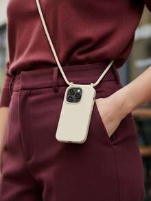IP15 Pro Max Phone Case With Adjustable Cord | Minimalist Case With Crossbody Strap - Black - View 4