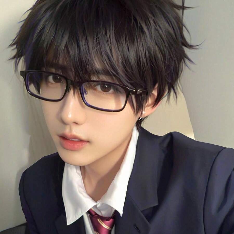 合成短直假发，适合角色扮演、动漫可爱男孩造型，时尚日常佩戴