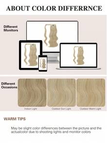 nimoki 18 Inch Heat Resistant Wavy Synthetic Fiber Ponytail Hair Extensions, Everyday Wear, Golden - Gold - View 9