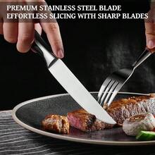 AmHoo - Juego de 6 cuchillos para carne sin dentar de 127 cm de acero inoxidable de alto carbono ultra afilado mango ABS - plateado - Ver 4