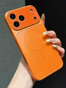 Minimalist Fashion Matte Back Cover Large Window Phone Protective Case, Magnetic Wireless Charging Compatible With IPhone 17, 17 Pro, 17 Pro Max, Air - Orange - Orange - View 5