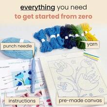 Genérico Jaenea Punch Stitch Kit Punch Needle Kits for Adults and Beginner-Friendly Contemporary Art Craft Kit with Patterns Tools and Yarns Hoop A-1 - A1 - Ver 3