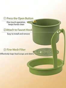 Press-Type Hands-Free Draining Basket, Food Residue Filter Basket, Hanging Sink Draining Basket, One-Button Press Draining Basket, Kitchen Plant Rack, Faucet Draining Basket, Detachable Draining Basket, Kitchen Storage, Sponge Draining - Multicolor - View 5