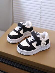 儿童秋冬新款帆布鞋，软底时尚百搭户外防滑运动鞋，幼儿/小童日常保暖户外运动鞋 - 黑色 - 查看 2