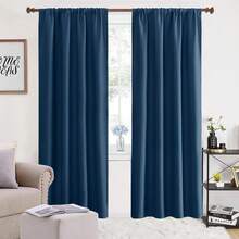 Cortinas Blackout para Recamara con Aislamiento Térmico, Cortinas para Sala 100% Poliéster Tela, Reducción de Ruido, Suave Cortinas con Bolsillo para Barra, 2 Paneles, 132 x 213.3 cm - Negro - Ver 1