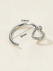 1件/2件装不锈钢心形鼻钉耳环唇环鼻环穿刺饰品，夏季配饰 - Heart shape - 查看 14