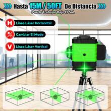 Nivel Láser 8 Líneas Verdes Autonivelante con Batería 5000 mAh, 15 m de Alcance, 3 Modos, IP54, Ideal para Proyectos Domésticos y Profesionales