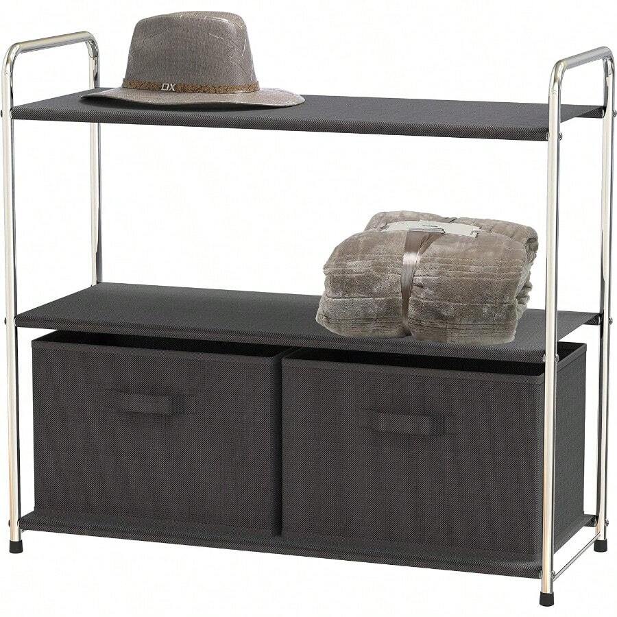 Simple Houseware 3-Tier Closet Storage with 2 Drawers Dark Gray - Grisoscuro - Ver 1