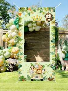 1pc Children's Birthday Party Backdrop, Elegant Decorative Background Cloth For Baby Birthday Theme Party, Infant Birthday Theme Sophisticated Party Decoration, Home Baby Party Backdrop For Photo Shoot