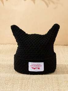 1pc Men's Unique Ear Stitched Label Y2K Fine Striped Knit Beanie, Suitable Autumn/Winter Warmth And Daily Wear Winter Clothing - 彩色 - 查看 6