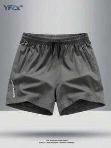 Set de 4 pantalones cortos casuales de verano para hombres talla grande, con bolsillos con cremallera, cintura elástica y transpirables - Multicolor - Ver 9