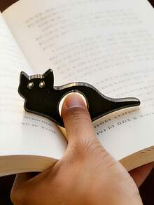 1个波西米亚风龙月猫造型亚克力动物主题拇指戒指书签，哥特式阅读配件，创意翻页器，解放双手的阅读工具，适合爱书人士、小说爱好者、书桌读者、营造夜间阅读氛围、打造暗黑奇幻风格的家庭办公室卧室咖啡休息阅读场景，独特的书籍装饰书签 - 彩色 - 查看 3