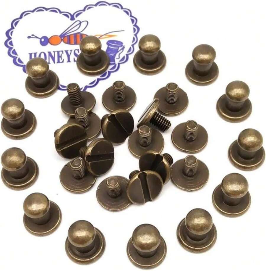 HONEYSEW 60sets_lot 5x8x8mm Alloy Screw Knob Rivets Handmade Crafts For Belt Shoes Watchband Metal Silver_Black_Bronze_Gold ZD-015 (Mixed-Colored) - ColorA - View 1