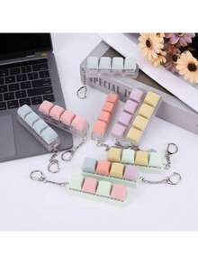 1pc Keyboard Cap Keychain - Stress Relief Tool, Square Keyboard Pendant, Finger Press Stress Relief Accessory, Excellent Decoration For Handbags And Backpacks - Multicolor - View 7