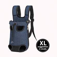 RUSHICHONGWU New Style Square Canvas Dog Carrier Backpack, Denim Fabric, Portable For Outdoor Cat Carrier Cat Bag - Blue - View 12