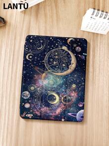 1个星月行星太空图案平面保护壳，兼容10.2英寸/11英寸（2020/2021款）、（A16）11英寸第11代（2025款）、第9/10代、Air 4代10.9英寸、Galaxy Tab S6 Lite 10.4英寸等型号，防摔，带笔槽，支持睡眠/唤醒功能，浪漫礼物，2026款 - 彩色 - 查看 4