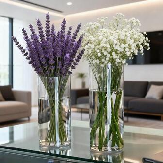 Acrylic Unbreakable Straight Vase Simple Round Flower Vase For Home Decor & Flower Hydrating