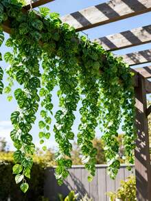 2 peças de trepadeira artificial de rattan de 175 cm com folha de tartaruga, hera tropical artificial suspensa, planta verde artificial, guirlanda realista de trepadeira com folha de tartaruga artificial.