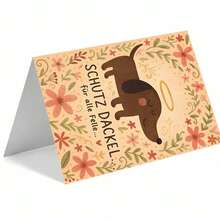 1 pieza Encantadora tarjeta de confort con Dachshund - Fondo floral suave (Adorable ilustración de Dackel ángel), Ambiente cálido y acogedor, Interior en blanco para notas personales, Incluye sobre rojo, Regalo perfecto para un amante de Dachshund/Amigo que necesite ánimo, Ideal para enviar deseos suaves y reconfortantes, Encantadora tarjeta con temática de mascotas que combina arte lindo y cuidado tranquilo - Multicolor - Ver 3