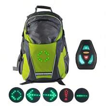 1 pieza Mochila con señal de giro LED de 18L con control remoto inalámbrico, apta para ciclismo, running, skateboarding - Verde - Ver 6