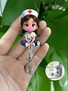 Flat 2d Acrylic Nurse Badge Reel Holde,2d Acrylic Flat Nurse Id Badge Holder - Retractable Clip, Badge Holder For Nurses,Document Storage, Medical Tag Holder,Workplace Identification,For Workplace Id Cards, Nursing Students, Doctors, Nurse Accessories, Fun Design,Nurse Gifts,Teacher Gift,Birthday Gift
