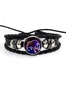 12 Sternzeichen Edelstein Perlen Armband, geflochtenes Seil PU Leder 12 Sternzeichen Armband - J1426 - Übersicht 21