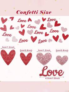 100片闪亮心形纸屑，婚礼派对装饰，心形纸屑，散落纸屑，闪粉亮片 - 彩色 - 查看 4