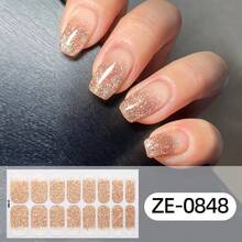 自粘渐变法式洋葱粉闪粉美甲贴纸，防水美甲贴花 - 彩色 - 查看 11