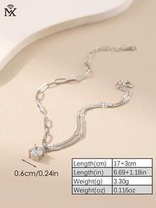 SYMFNY 1pc 925 Silver Elegant Artificial Zirconia Pendant Mixed Bracelet