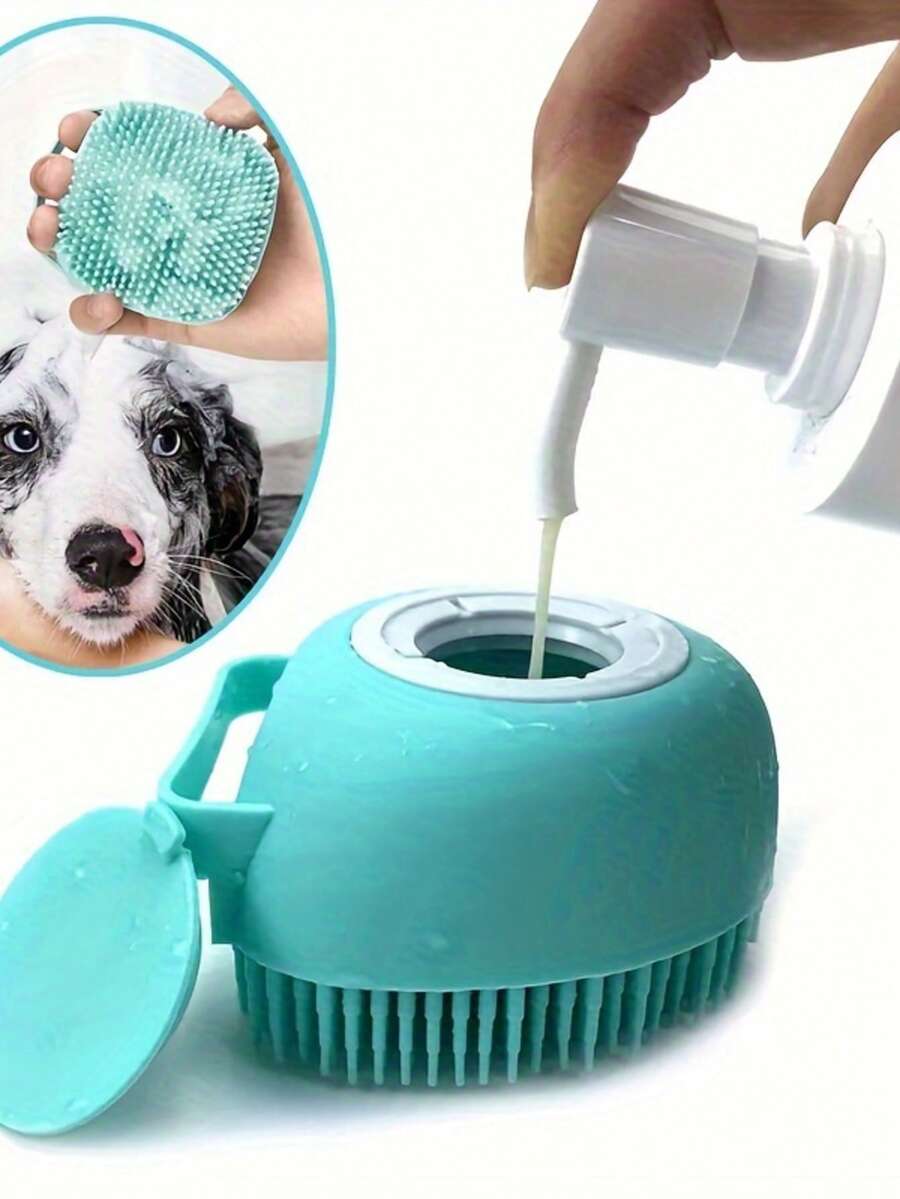 Random Color Pet Dog Bath Brush, Cat Bathing Tool, Puppy Scrubbing Silicone Bath Massage Brush, All Kinds Of Supplies. - Multicolor - View 1