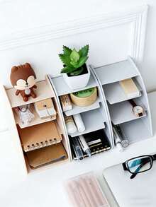 Hộp đựng đồ dùng văn phòng bằng nhựa hình tam giác 3 tầng - Hộp đa năng dùng để đựng đồ trang điểm, điều khiển từ xa, đồ dùng văn phòng và phụ kiện điện thoại. - Nhiều màu - Xem 9