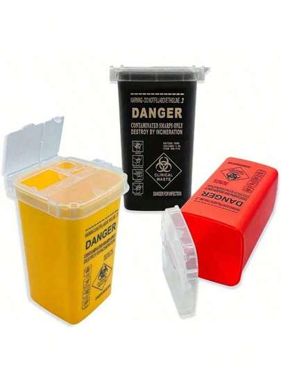 1个磨刀器收集盒，黑/黄刀片投放盒，磨刀器容器，磨刀器处理盒，情人节礼物，纹身废针处理盒，方便实用，圣诞节礼物，情人节礼物，纹身，适合大众和纹身师使用的简易工具。卧室配件，适用于专业小型锐利针头处理和纹身废针处理容器，非常适合家庭、纹身沙龙、刺绣店、理发店使用。