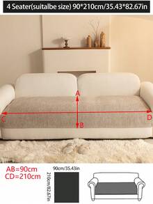 1pc Versatile Chenille Sofa Cushion Cover, Modern Minimalist Non-Slip Sofa Seat Pad, Dust-Proof And Washable Sofa Slipcover, Soft And Colorfast, Pet-Friendly Protector Fit For Bedroom, Office, Living Room Combination Furniture, L-Shaped Sofa And 1/2/3/4-Seat Sofa - Khaki - View 15