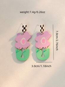 1 Đôi bông tai mặt dây chuyền hình hoa màu tím phóng đại phong cách Boho dành cho nữ, thích hợp cho kỳ nghỉ, đám cưới, tiệc tùng. - Màu tím hoa cà - Xem 5