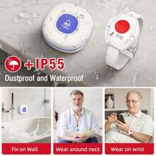 CallToU - Botones inalámbricos de llamada para monitoreo de ancianos con 2 botones de pánico y 1 receptor USB sistema de alerta de enfermería de alcance de 500 pies para personas mayores de cuidado - Blanco - Ver 5