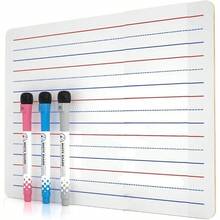 Tablero de Borrado en Seco de Doble Cara con 3 Bolígrafos Base de Agua Pizarra Blanca Magnética de 2 Caras Pizarrón Blanco para Plumon Pizarrón Blanco Pequeño Blanca Rayada de Borrado en Seco - Blanco - Ver 2