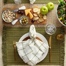 DII 100% Cotton Tonal Fringe Variegated Machine Washable Everyday Kitchen Basic Placemat Set of 6 Olive Green - Verdeoliva - Ver 5