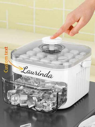 1pc Customized Logo Ice Cube Mold, Ice Maker Mold, Pressure Ice Cube Tray, Homemade Square Ice Cube Tray For Refrigerator