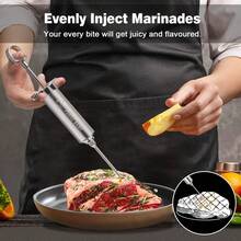 Meat Injector Syringe Kit With 3 Professional Marinade Injector Needles For BBQ Grill Smoker, Turkey And Brisket; 2-Oz Large Capacity, Including Paper User Manual, Recipe E-Book - 預設 - 查看 3