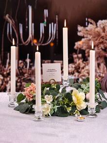 散装烛台，一套6个透明玻璃烛台，锥形玻璃烛台，适用于婚礼和情人节，餐桌摆件，完美的家居装饰