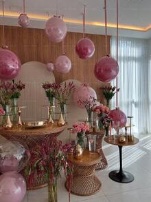 50个/1个巨型圆形乳胶气球，18英寸/12英寸/10英寸乳胶气球，带透明泡泡球，适用于生日派对、情人节、周年纪念日、新娘送礼会、生日气球、毕业典礼和婚礼装饰（混合尺寸），粉色 - 彩色 - 查看 2