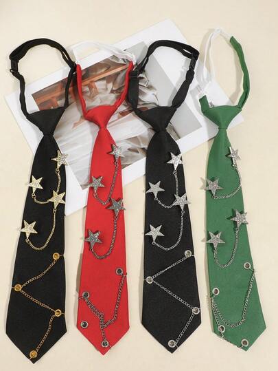 1pc Unisex Star Pattern Necktie, Versatile For Casual, Party, And Daily Wear