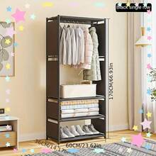 1pc Multi-Tier Metal Storage Rack, Sturdy Construction, Durable, Layered Design For High Capacity Storage, Shelves For Folded Clothes & Bedding, Hanging Rod For Coats & Shirts, Versatile Storage Solution, Flexible Placement To Save Space, High Capacity Wardrobe - Multicolor - View 11